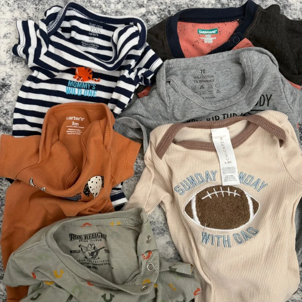 True Religion Carters Gerber Baby Boy 11pc Lot Bodysuits Romper Pants 0-18M